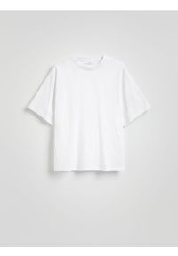 Reserved - Bawełniany t-shirt oversize - biały. Kolor: biały. Materiał: bawełna #1