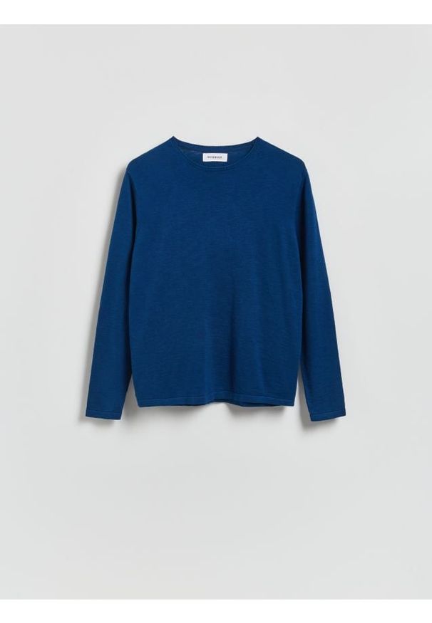 Reserved - Bawełniany sweter - niebieski. Kolor: niebieski. Materiał: bawełna