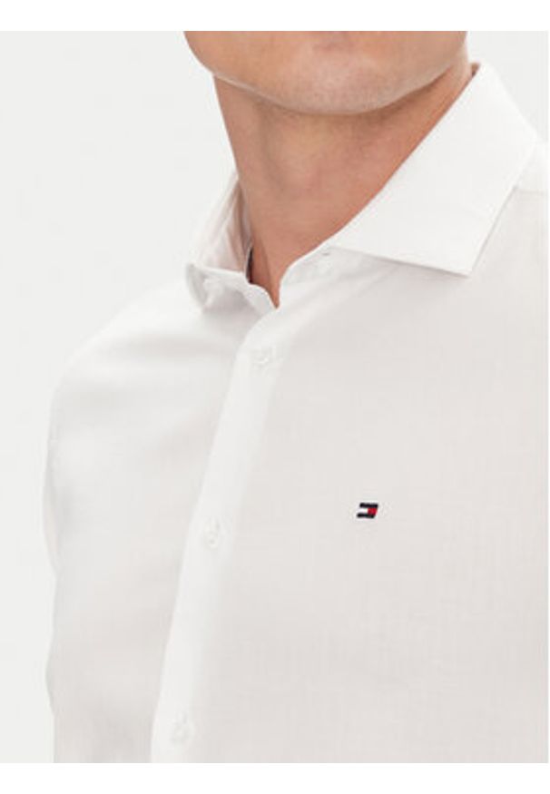 TOMMY HILFIGER - Tommy Hilfiger Koszula MW0MW39282 Biały Slim Fit. Kolor: biały. Materiał: bawełna