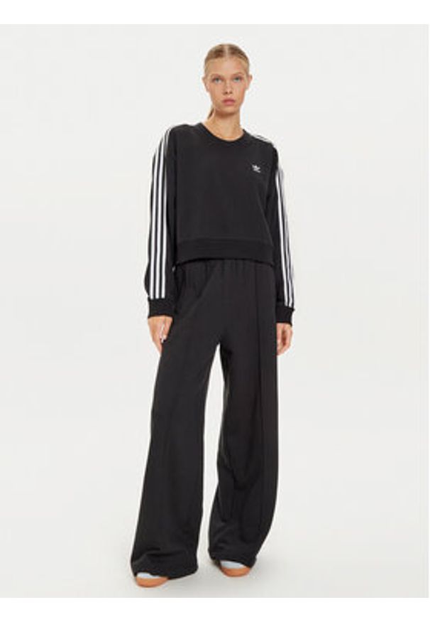 Adidas - adidas Bluza 3-Stripes IR5522 Czarny Loose Fit. Kolor: czarny. Materiał: bawełna