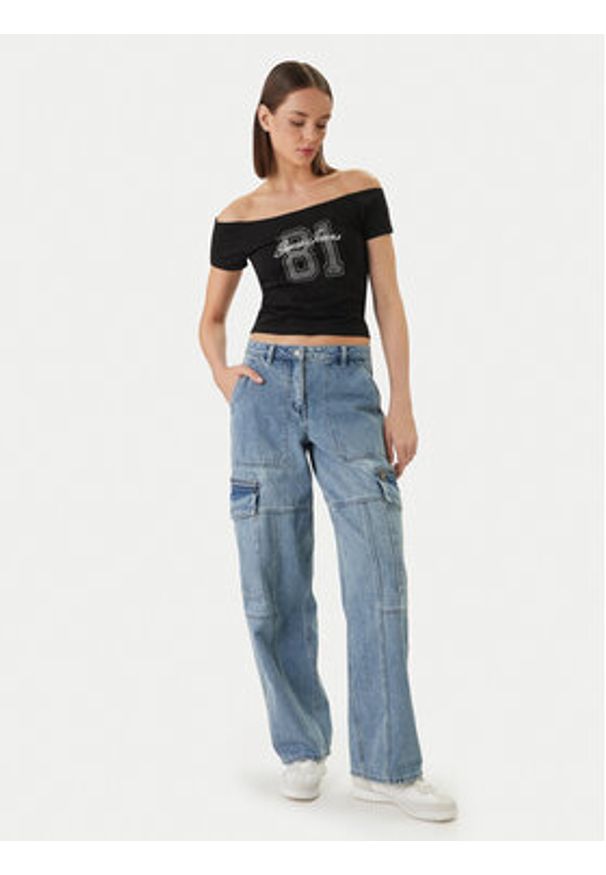 Guess Jeans T-Shirt W6GI07 J1314 Czarny Regular Fit. Kolor: czarny. Materiał: bawełna