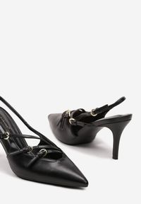 Renee - Czarne Sandały na Cienkiej Szpilce z Imitacji Skóry z Regulowanymi Paskami Vianara. Okazja: na imprezę, na co dzień. Zapięcie: pasek. Kolor: czarny. Materiał: skóra. Wzór: paski. Sezon: lato. Styl: casual, klasyczny #6