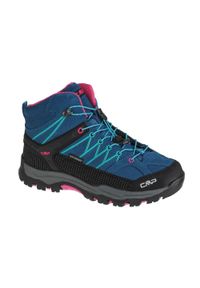 Buty trekkingowe dziewczęce, CMP Rigel Mid Kids. Kolor: niebieski. Materiał: materiał, syntetyk, skóra. Szerokość cholewki: normalna #1