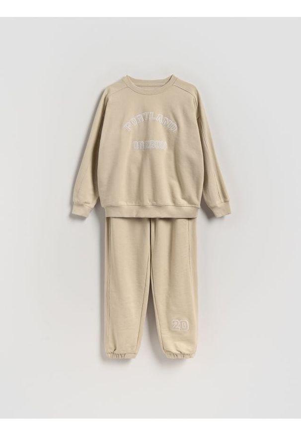 Reserved - Bawełniany komplet - beżowy. Kolor: beżowy. Materiał: bawełna