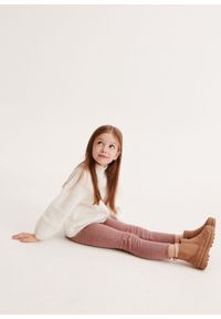 Reserved - Ocieplane legginsy - beżowy. Kolor: beżowy. Materiał: dzianina, bawełna