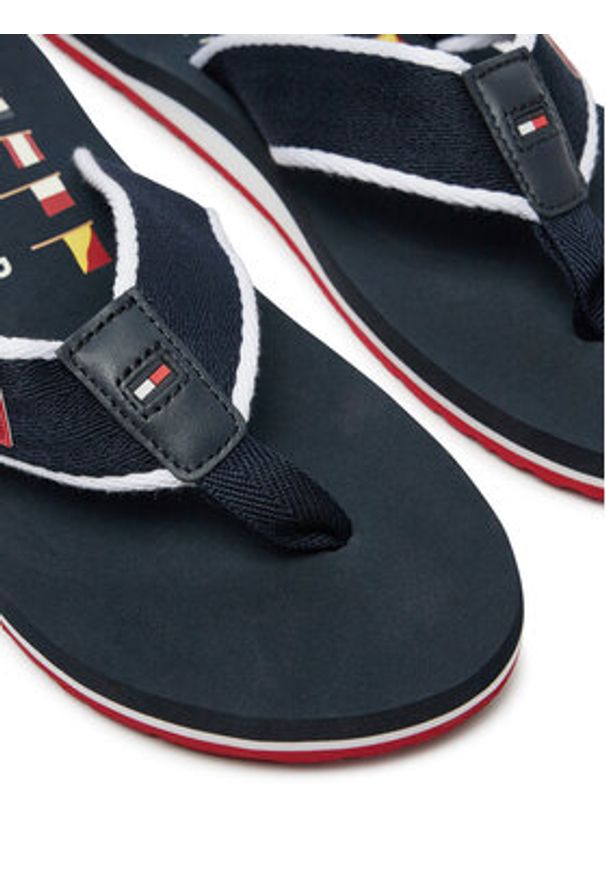 TOMMY HILFIGER - Tommy Hilfiger Japonki Patch Hilfiger Beach Sandal FM0FM05435 Granatowy. Kolor: niebieski. Materiał: materiał