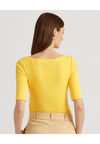 Lauren Ralph Lauren - LAUREN BY RALPH LAUREN - Żółta bluzka z bawełny Judy. Kolor: żółty. Materiał: bawełna. Wzór: haft #3