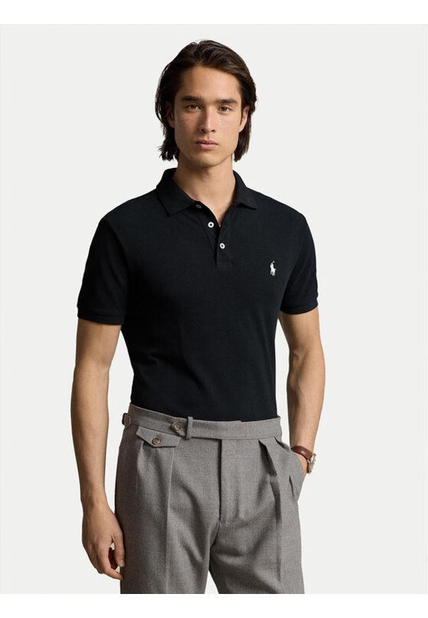 Polo Ralph Lauren Polo 710941439001 Czarny Custom Slim Fit. Typ kołnierza: polo. Kolor: czarny. Materiał: bawełna