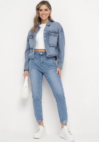 Born2be - Niebieskie Jeansy o Dopasowanym Fasonie z Modnymi Przedarciami Baleunita. Okazja: na co dzień. Kolor: niebieski. Długość: długie. Styl: klasyczny, elegancki, casual