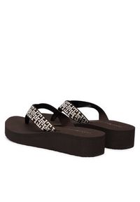 TOMMY HILFIGER - Tommy Hilfiger Japonki Mono Wedge Summer Sandal FW0FW09696 Brązowy. Kolor: brązowy. Materiał: materiał #2