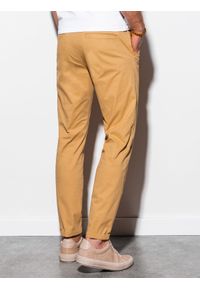 Ombre Clothing - Spodnie męskie chino - camel P894 - XXL. Kolor: beżowy. Materiał: bawełna, elastan #2