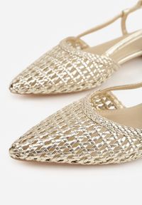Renee - Złote Sandały z Plecioną Cholewką Triscan. Zapięcie: sprzączka. Kolor: złoty. Sezon: wiosna #5