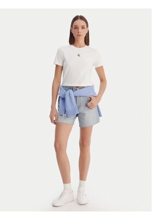 Calvin Klein Jeans T-Shirt LV047AB213 Biały Regular Fit. Kolor: biały. Materiał: bawełna