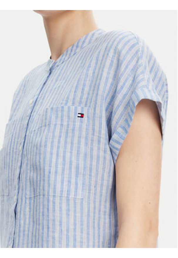 TOMMY HILFIGER - Tommy Hilfiger Koszula WW0WW44715 Błękitny Regular Fit. Kolor: niebieski. Materiał: len