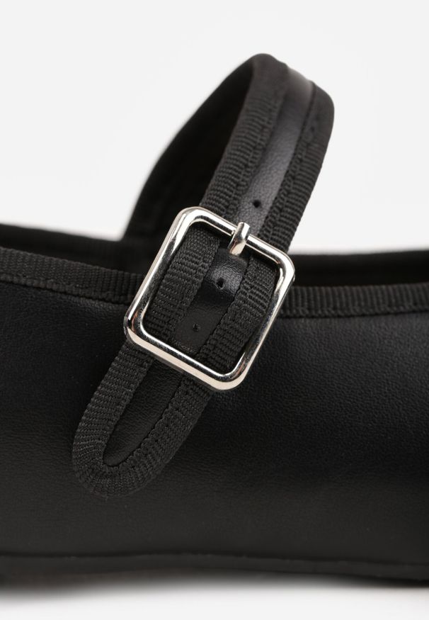 Born2be - Czarne Balerinki Vices w Stylu Mary Jane z Paskiem ze Sprzączką Cesirra. Zapięcie: pasek. Kolor: czarny. Materiał: jeans. Obcas: na obcasie. Styl: elegancki, klasyczny