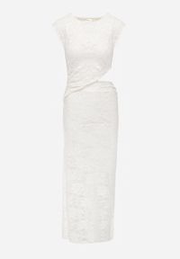 Born2be - Beżowa Koronkowa Sukienka Koktajlowa z Asymetrycznym Wycięciem w Talii Maniassi. Okazja: na randkę, na wesele, na ślub cywilny, na imprezę. Kolor: beżowy. Materiał: koronka. Typ sukienki: asymetryczne. Styl: wizytowy #4