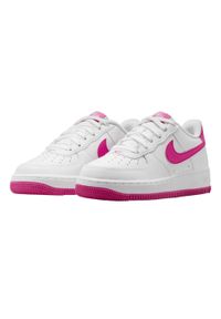 Nike - Damskie Skórzane Buty Sportowe Air Force 1. Kolor: różowy, biały, wielokolorowy. Materiał: skóra. Sezon: zima. Styl: sportowy