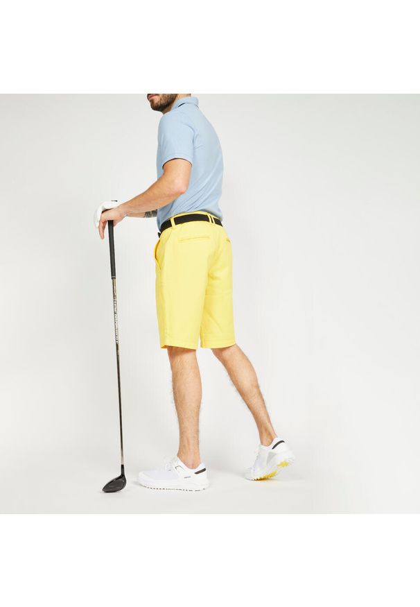 INESIS - Spodenki do golfa chino męskie Inesis MW500. Kolor: żółty. Materiał: bawełna, materiał, poliester, elastan. Sport: golf