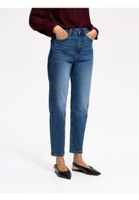 Reserved - Jeansy mom fit slim - granatowy. Kolor: niebieski #1