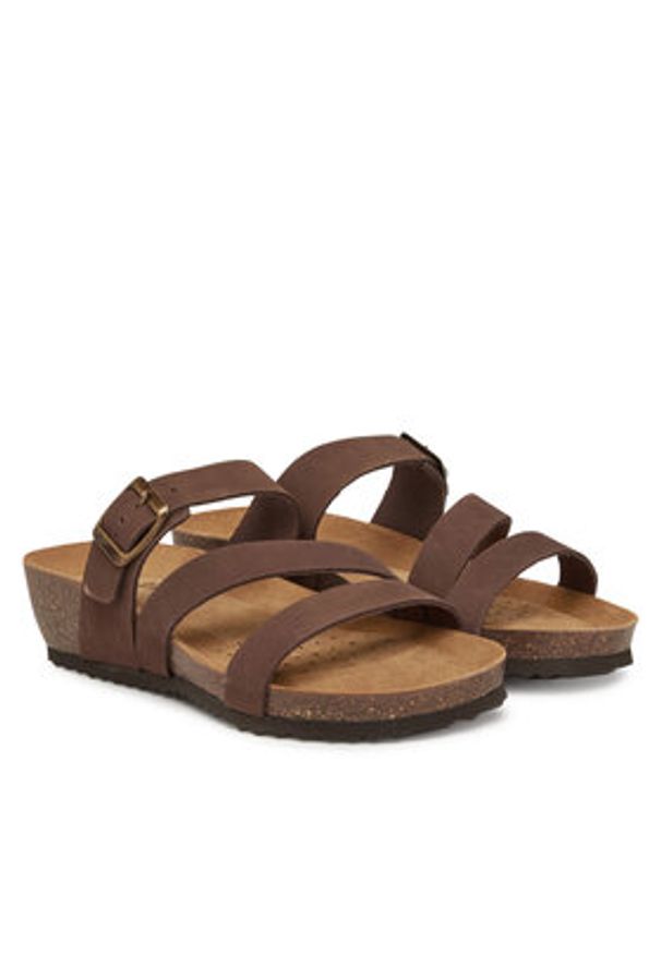 Geox Klapki D New Sthellae D551AA 00032 C6009 Brązowy. Kolor: brązowy. Materiał: nubuk, skóra