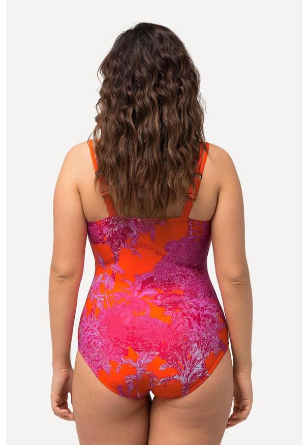 ULLA POPKEN - Damski Strój kąpielowy słoń miękkie miseczki ramiączka z regulacją. Kolekcja: plus size. Kolor: pomarańczowy. Materiał: poliester, elastan, poliamid, materiał