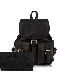 Paolo Peruzzi Zestaw damski skórzany PAOLO PERUZZI ZUP-26-BL czarny plecak i portfel. Kolor: czarny. Materiał: skóra #1