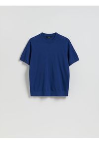 Reserved - Sweter z krótkim rękawem - niebieski. Kolor: niebieski. Materiał: dzianina, bawełna. Długość rękawa: krótki rękaw. Długość: krótkie #1