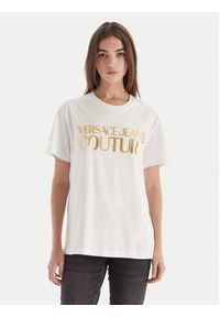 Versace Jeans Couture T-Shirt 79GAHT05 CJ00T Biały Regular Fit. Kolor: biały. Materiał: bawełna #5