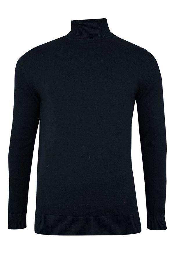 Golf Ciemny Granatowy Elegancki, Klasyczny, Męski -Brave Soul- 100% BAWEŁNA. Typ kołnierza: golf. Kolor: niebieski. Materiał: bawełna. Sezon: zima, jesień. Styl: elegancki, klasyczny