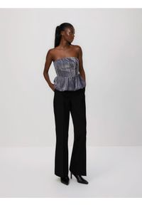 Reserved - Welurowa bluzka - ciemnoszary. Kolor: szary. Materiał: welur #1