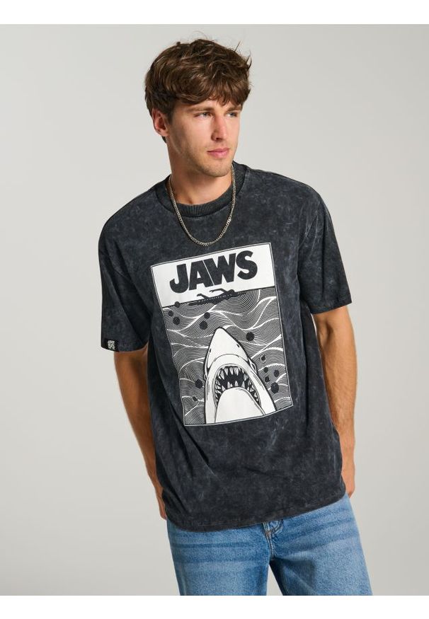 Sinsay - Koszulka Jaws - czarny. Kolor: czarny
