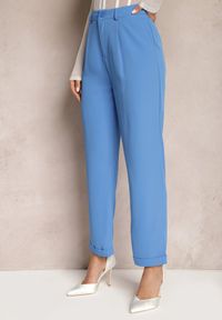 Renee - Niebieskie Klasyczne Spodnie High Waist Zapinane na Zamek Błyskawiczny Xalona. Stan: podwyższony. Kolor: niebieski. Styl: klasyczny