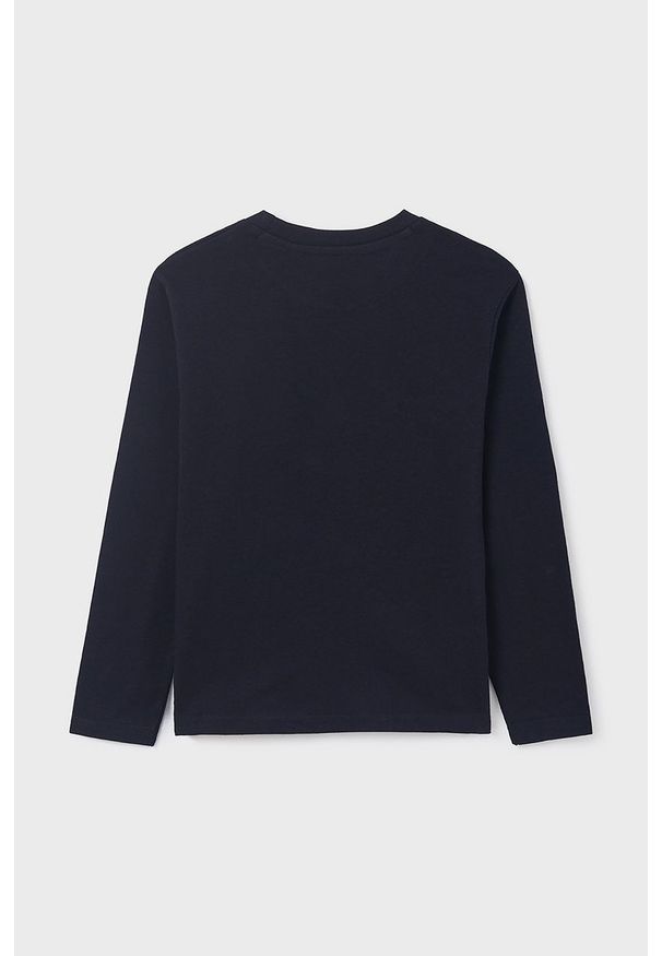 Mayoral longsleeve bawełniany dziecięcy kolor granatowy z nadrukiem. Okazja: na co dzień. Kolor: niebieski. Materiał: bawełna. Długość rękawa: długi rękaw. Wzór: nadruk. Styl: casual
