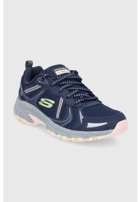 skechers - Skechers buty damskie kolor granatowy. Zapięcie: sznurówki. Kolor: niebieski. Materiał: guma