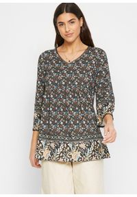 bonprix - Tunika shirtowa ze zrównoważonej wiskozy. Kolor: czarny. Materiał: wiskoza. Wzór: nadruk #1
