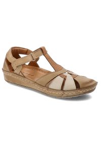 Brązowe Sandały Armodo Stylowe Obuwie Damskie. Okazja: na spacer. Kolor: brązowy. Materiał: materiał. Wzór: aplikacja. Sezon: lato. Styl: elegancki