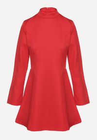 Born2be - Czerwona Taliowana Sukienka o Rozkloszowanym Dole Virvesa. Okazja: na co dzień. Kolor: czerwony. Styl: casual, elegancki #2