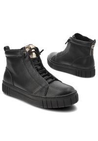 Czarne Botki Marco Tozzi Modne Obuwie Damskie. Kolor: czarny. Materiał: materiał. Wzór: aplikacja. Styl: klasyczny, elegancki #3