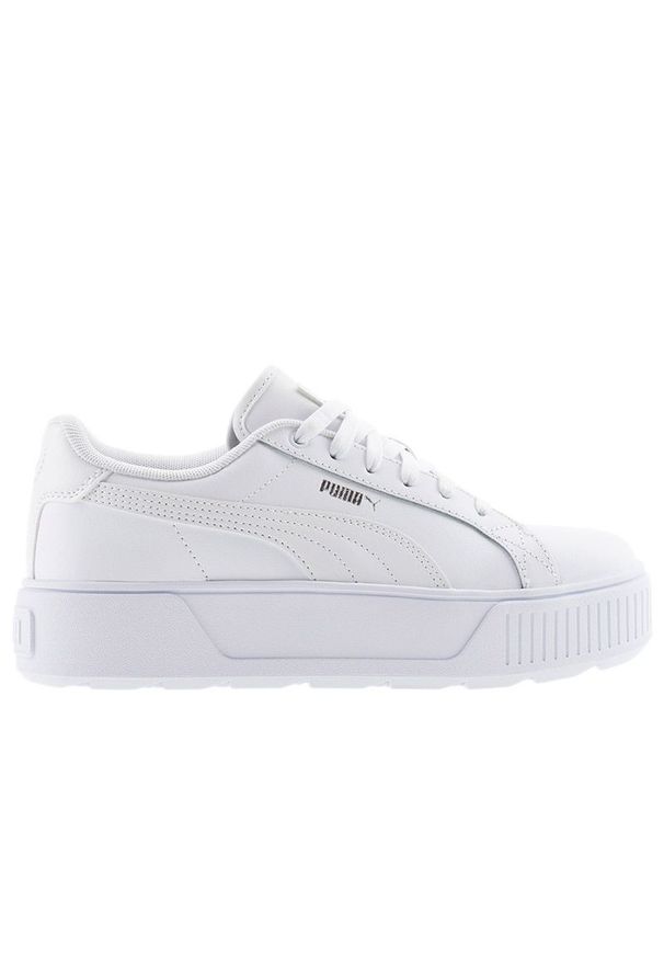 Buty Puma Karmen L 38461501 - białe. Kolor: biały. Materiał: skóra ekologiczna, materiał, syntetyk. Szerokość cholewki: normalna. Obcas: na platformie