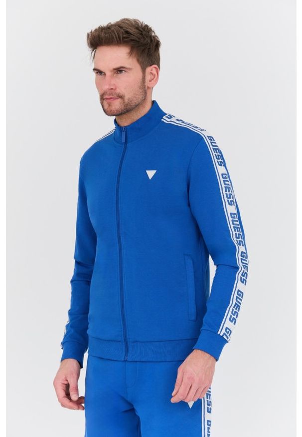 Guess - GUESS Niebieska męska bluza Full Zip, Rozmiar XXL. Kolor: niebieski