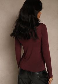Renee - Bordowa Bluzka Longsleeve z Wiskozy i Kaszmiru Unelle. Kolor: czerwony. Materiał: wiskoza, kaszmir. Długość rękawa: długi rękaw. Styl: klasyczny #4