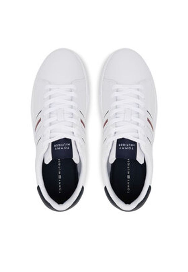 TOMMY HILFIGER - Tommy Hilfiger Sneakersy Modern Cupsole Stripes Lth FM0FM05406 Biały. Kolor: biały. Materiał: skóra