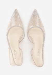 Born2be - Beżowe Transparentne Szpilki z Odkrytą Piętą Ozdobione Cyrkoniami Krisqirelle. Okazja: na co dzień, na spotkanie biznesowe. Kolor: beżowy. Wzór: aplikacja. Obcas: na szpilce. Styl: klasyczny, casual, biznesowy, elegancki #7