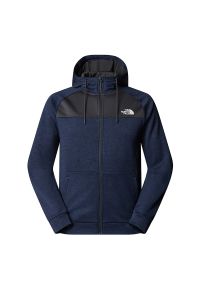 Bluza męska The North Face Reaxion Fleece Full-Zip Hoodie 0A8CNP9U21 - granatowo-czarna. Okazja: na co dzień. Typ kołnierza: kaptur. Kolor: czarny, niebieski, wielokolorowy. Materiał: poliester. Styl: casual, klasyczny