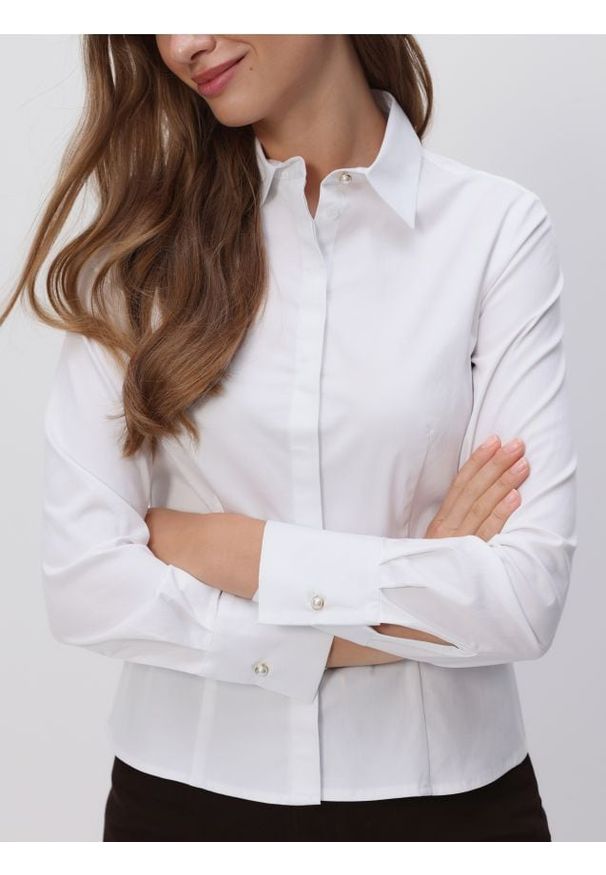 Reserved - Koszula slim fit - biały. Kolor: biały. Materiał: tkanina, bawełna