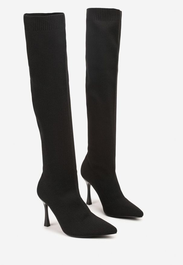 Renee - Czarne Kozaki na Szpilce Vices z Elastyczną Cholewką Nulicella. Okazja: na co dzień. Kolor: czarny. Szerokość cholewki: normalna. Obcas: na szpilce. Styl: casual