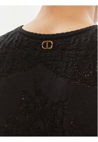 TwinSet - TWINSET Top 241TT3161 Czarny Slim Fit. Kolor: czarny. Materiał: syntetyk #4