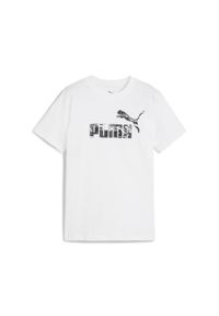 Puma - Młodzieżowa koszulka Essentials Camo PUMA White. Kolor: biały. Wzór: moro