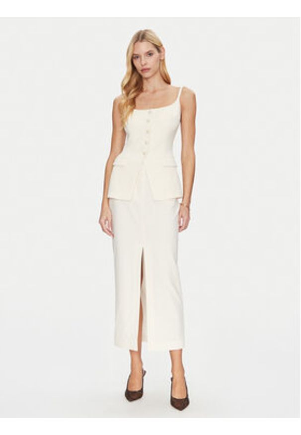 SIMONA CORSELLINI - Simona Corsellini Spódnica ołówkowa P25CPGO01501 Beżowy Slim Fit. Kolor: beżowy. Materiał: syntetyk