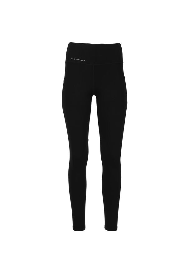 ENDURANCE - Damskie legginsy z kieszenią Endurance Tathar. Kolor: czarny. Sport: bieganie